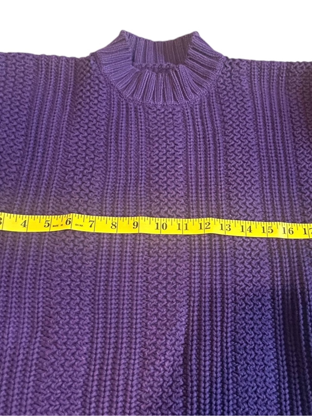 Vintage Eddie Bauer Purple Textured Cotton Mock Neck Sweater Large 90s - Picture 4 of 11